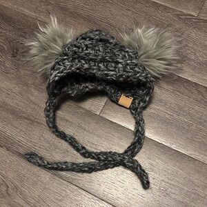 Baby/Toddler Gray Knit bear Hat with Pom Ears